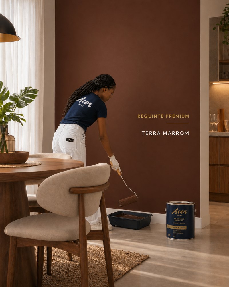 A Cor Tintas Requinte Premium Terra Marrom ambiente decorado